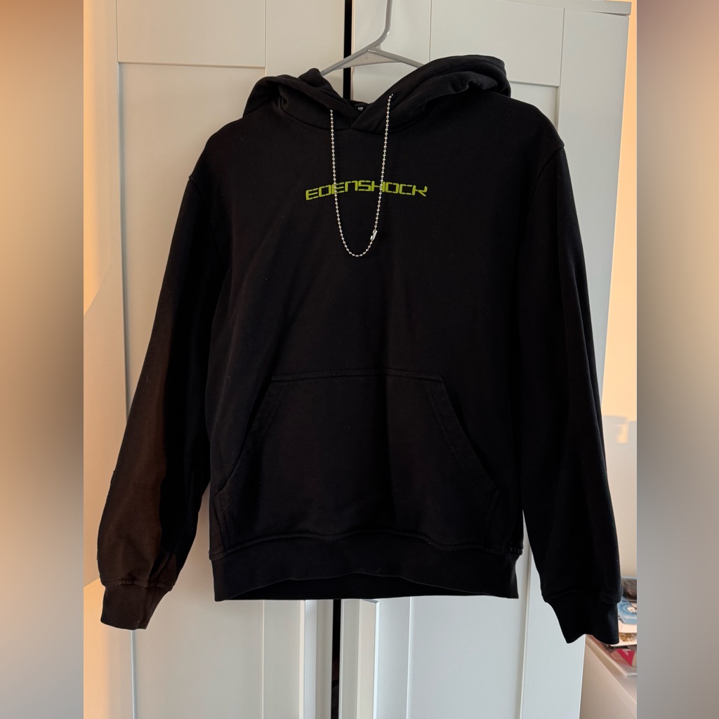Alexander Mcqueen Black Hoodie With Neon Green Logo, Size Xs, Men